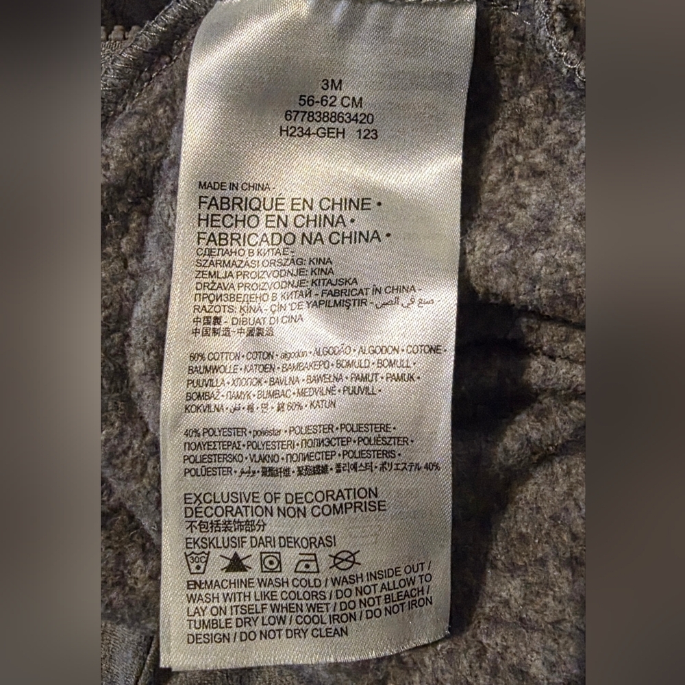 Nike Baby Boy/Girl Gray Hooded Zip Romper Jumpsuit 3M Taped Logo - Picture 2 of 5